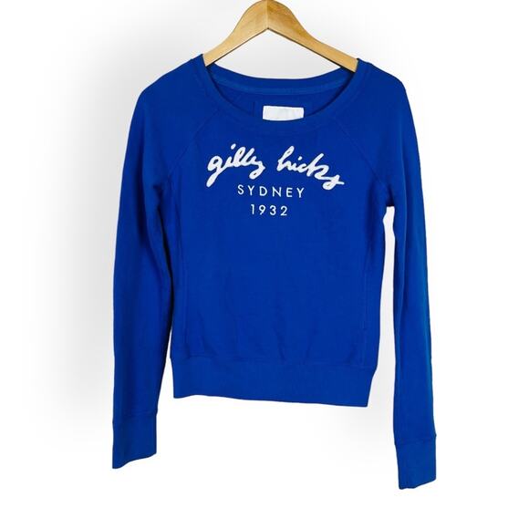 GILLY HICKS Sydney Blue Logo Pullover Sweater XS Long Sleeves Preppy Teen - Picture 1 of 8